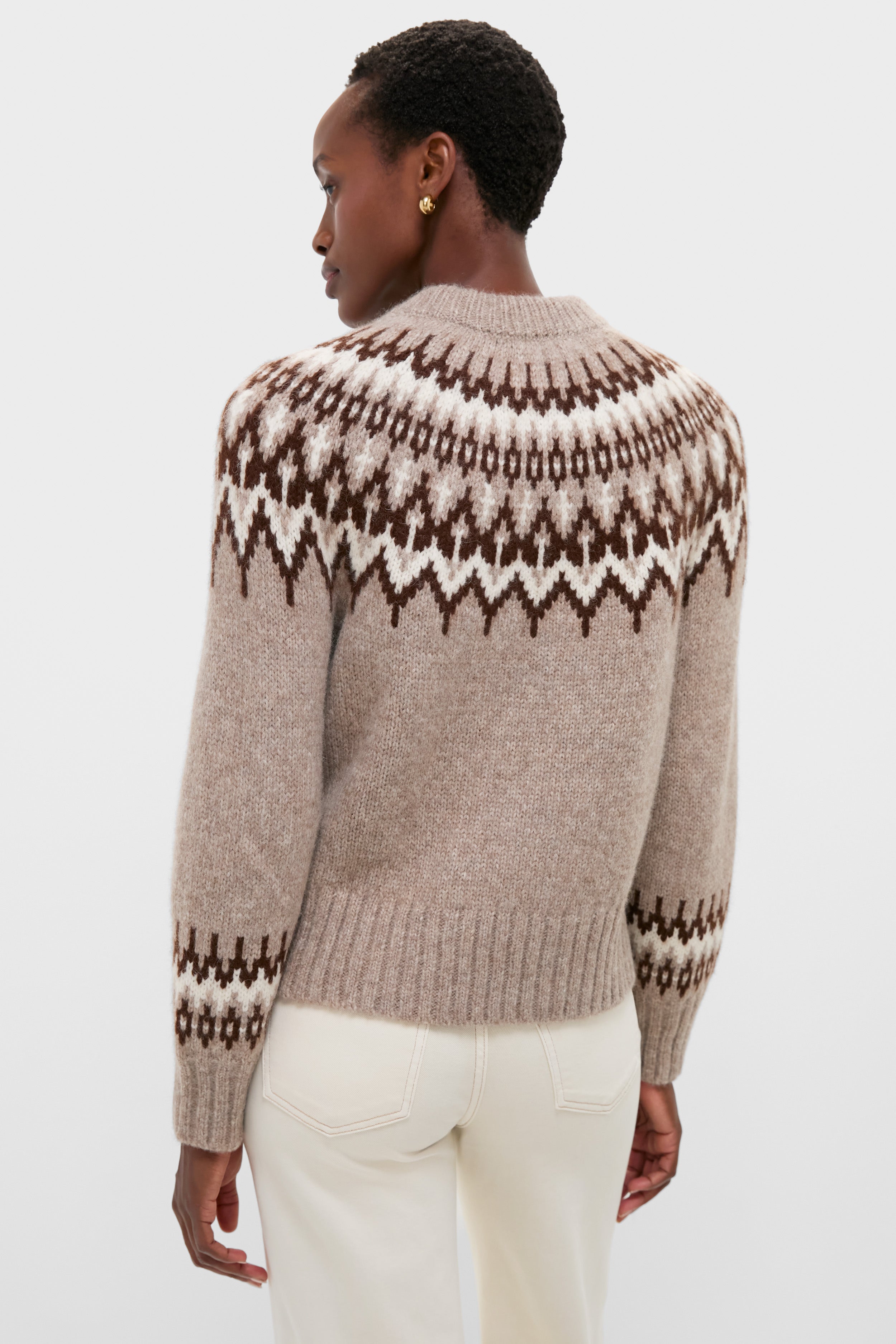 Taupe Fairisle Thatcher Crewneck | Jenni Kayne