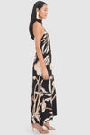 Black Gladiolos Costa Pacifica Crepe Chine Maxi Dress