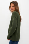 Hunter Green Cotton Cliff Crewneck Sweater