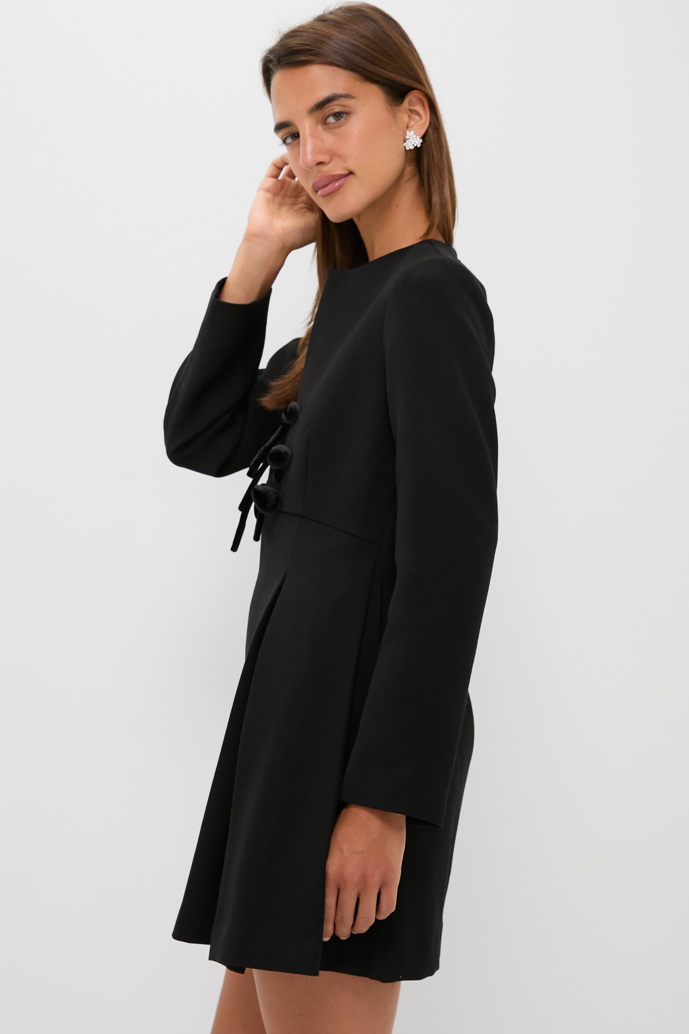 Black Crepe Blair Bow Coat Dress | Tuckernuck