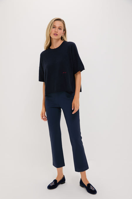 Navy Short Sleeve Cashmere Lila Sweater