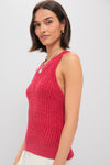 Red Jhayna Knit Crochet Halter Top