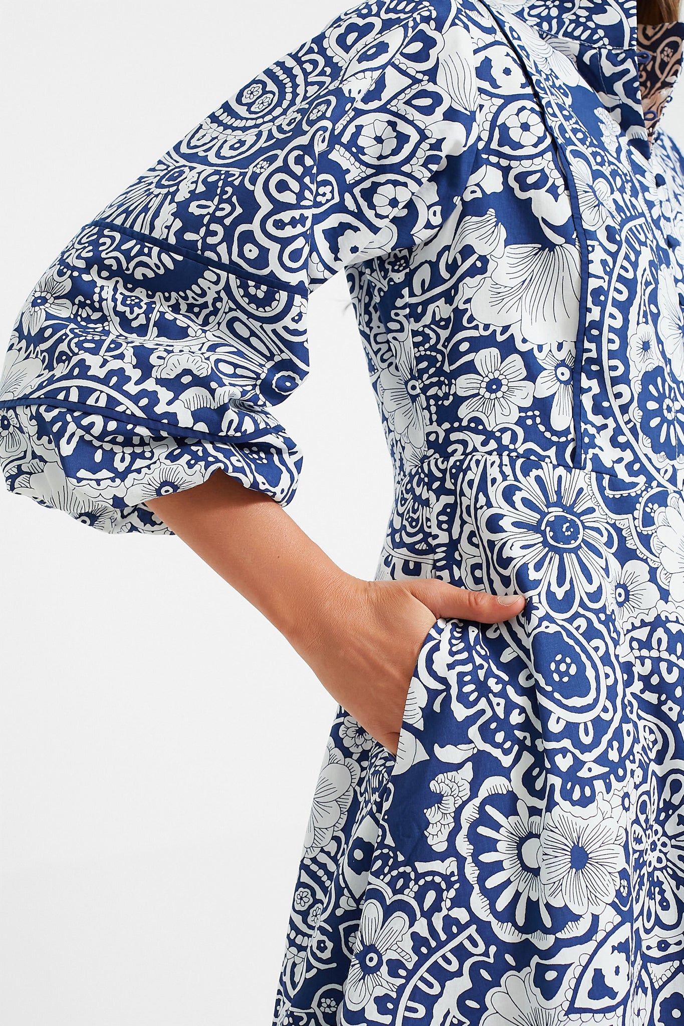 Navy & White Floral Hillsborough Midi Dress