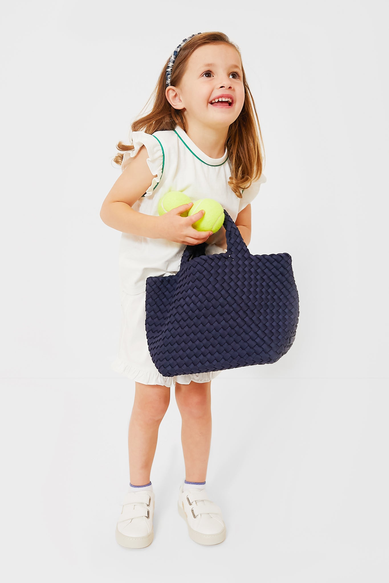 Exclusive Green Piping White Adrian Tee