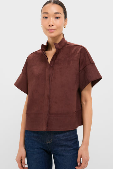 Ganache Vegan Suede Trapunto Stitch Sofia Shirt