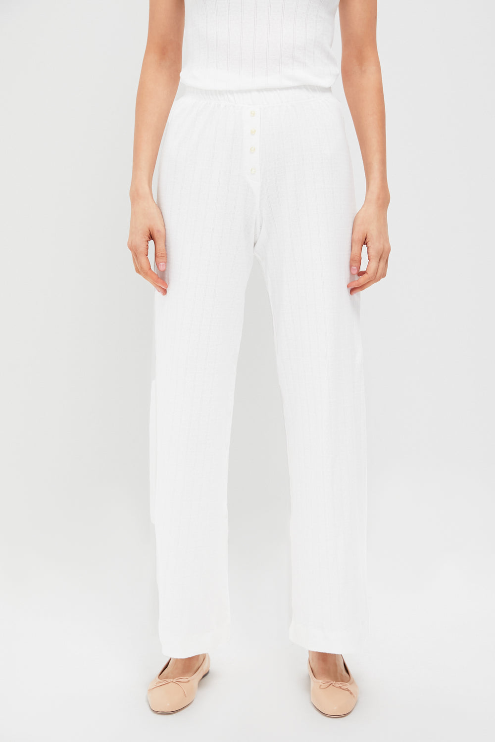 White Pointelle Boxer Pants