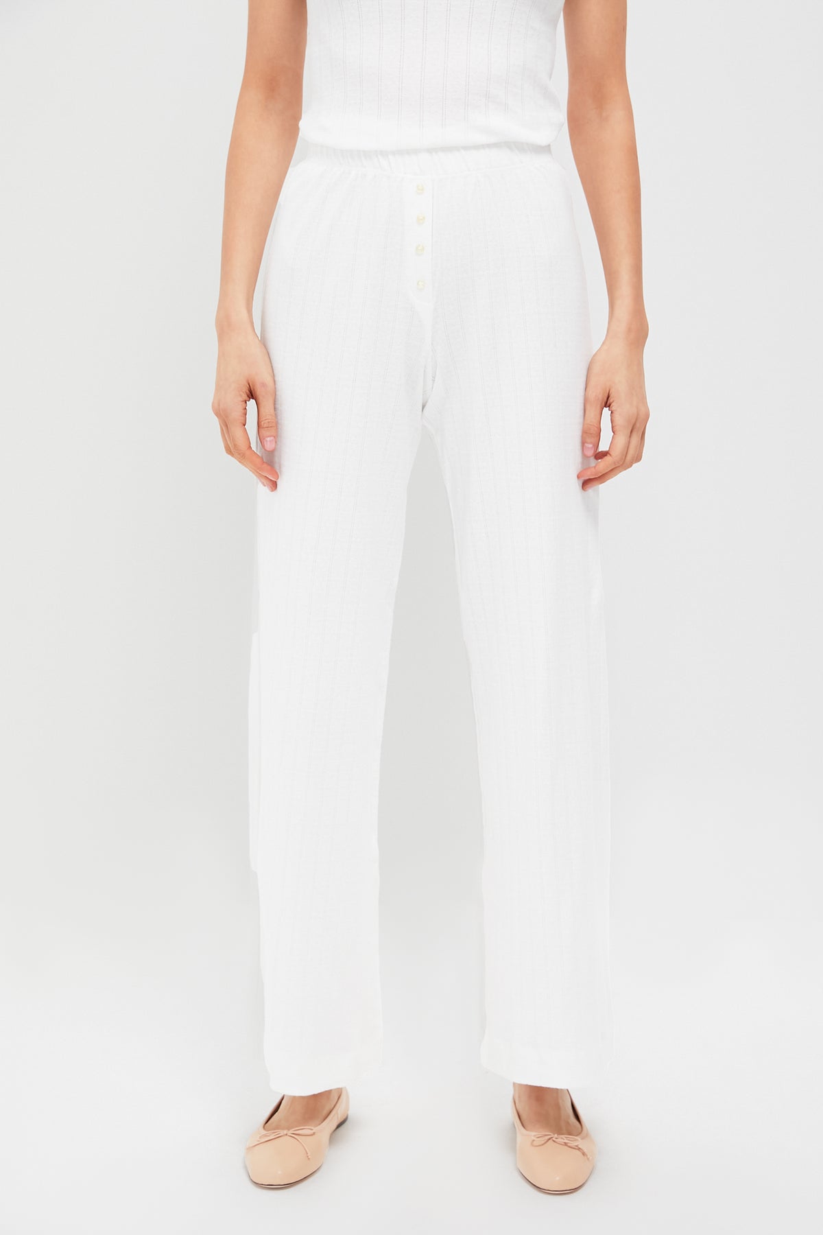 White Pointelle Boxer Pants