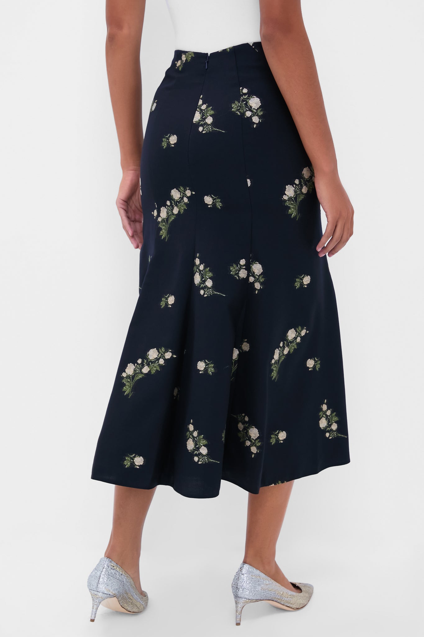 Midnight Blue Pencil Midi Skirt