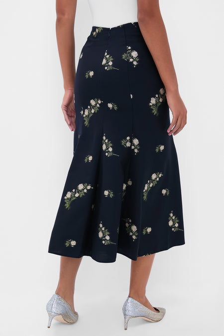 Midnight Blue Pencil Midi Skirt