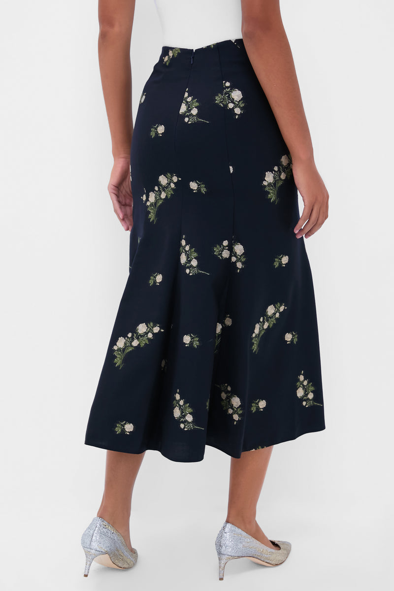 Midnight Blue Pencil Midi Skirt