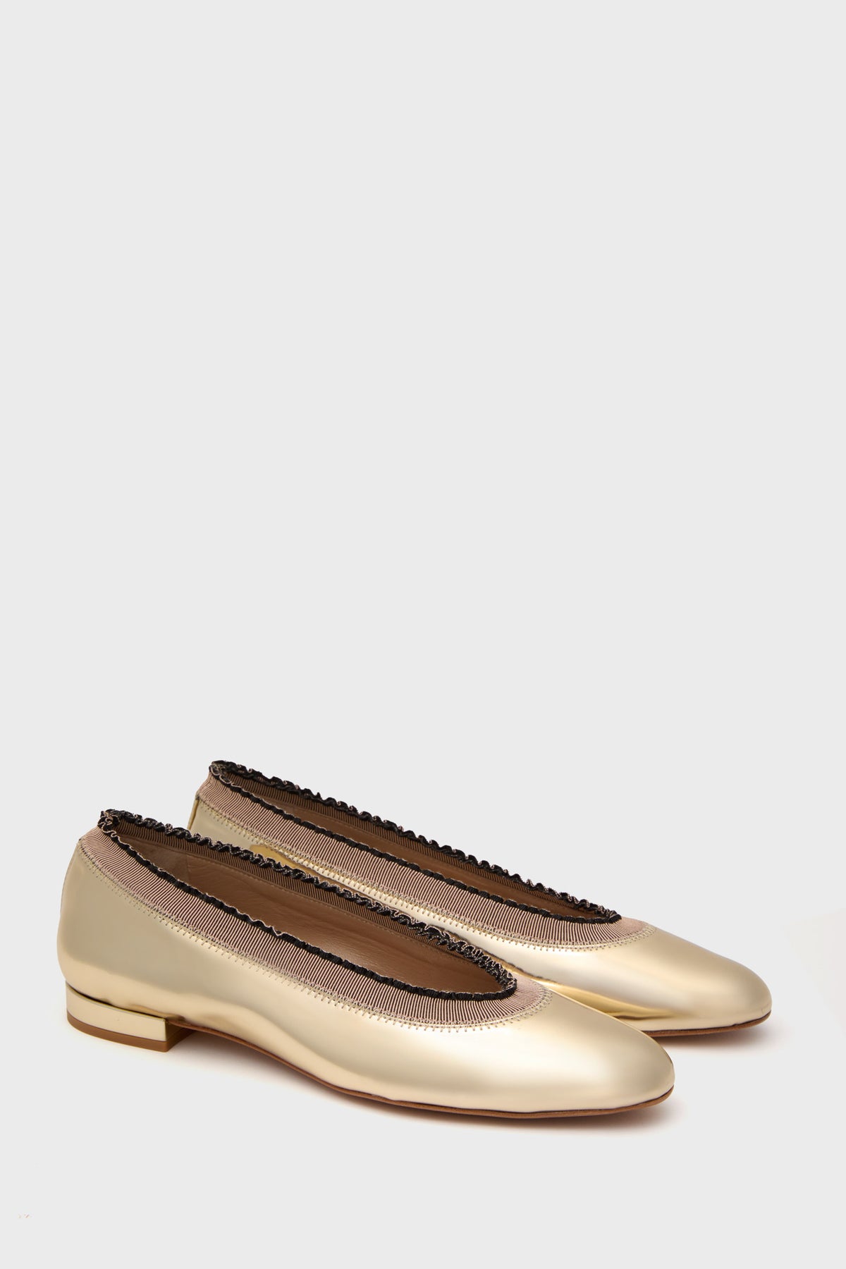 Light Gold Elise Ruffle Ballet Flats