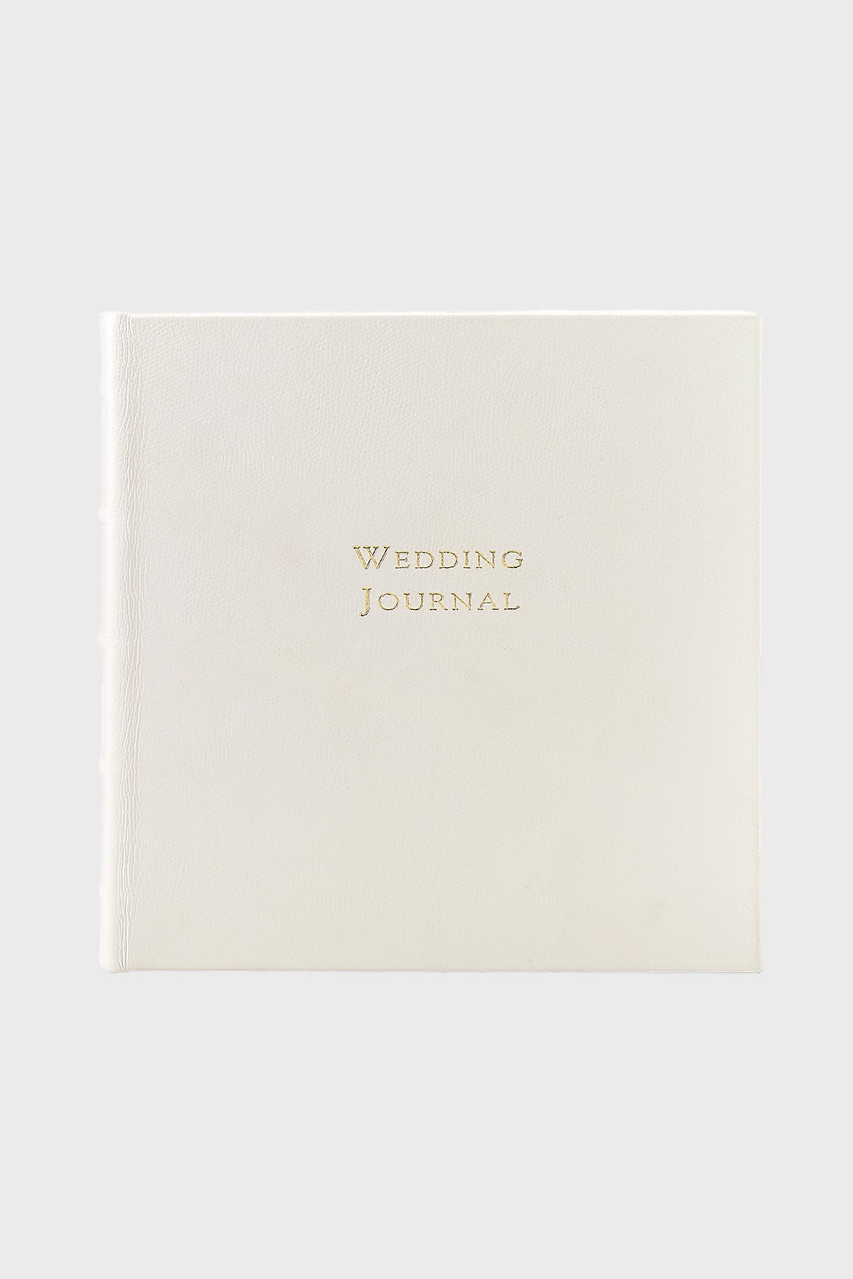 The Graphic Image white hardcover wedding journal features gold embossed "Wedding Journal" text on the front cover—an elegant bridal gift.