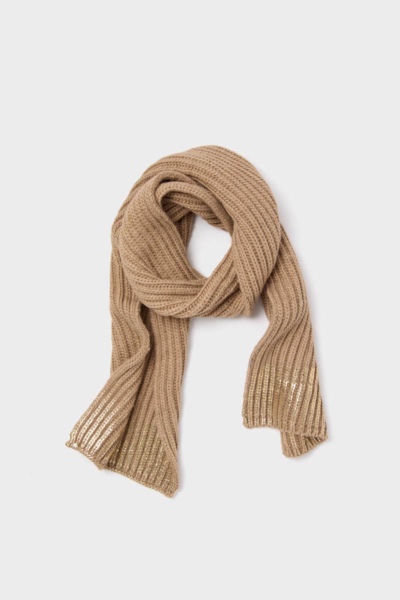 Gold Metallic Scarf and Mittens Set