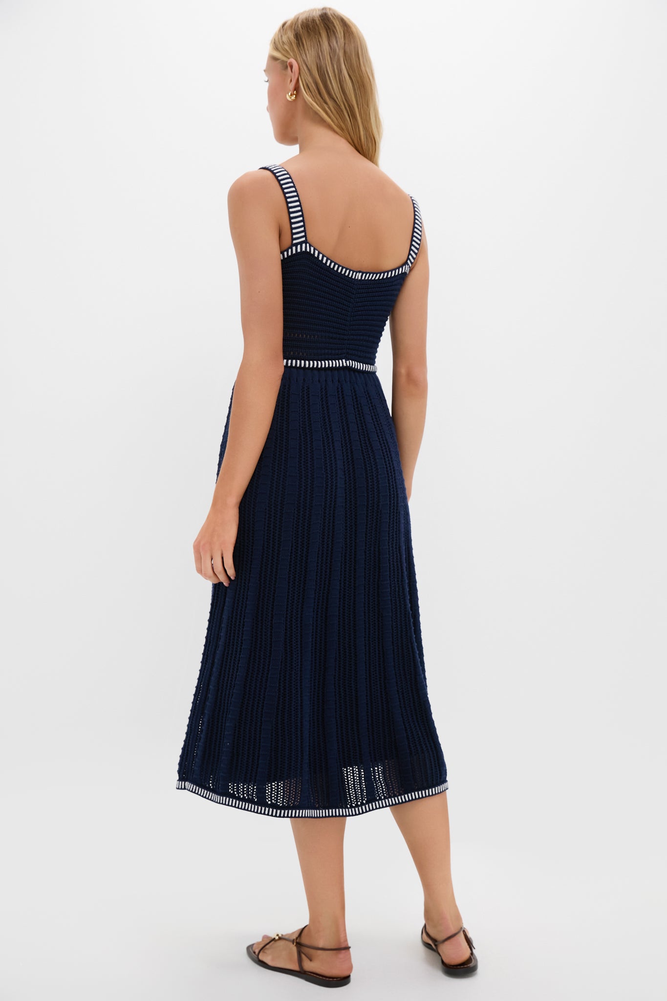 Navy with White Trim Knit Anne Dress