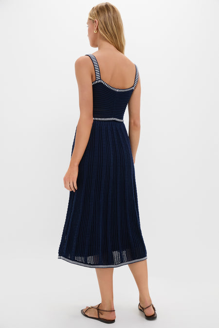 Navy with White Trim Knit Anne Dress