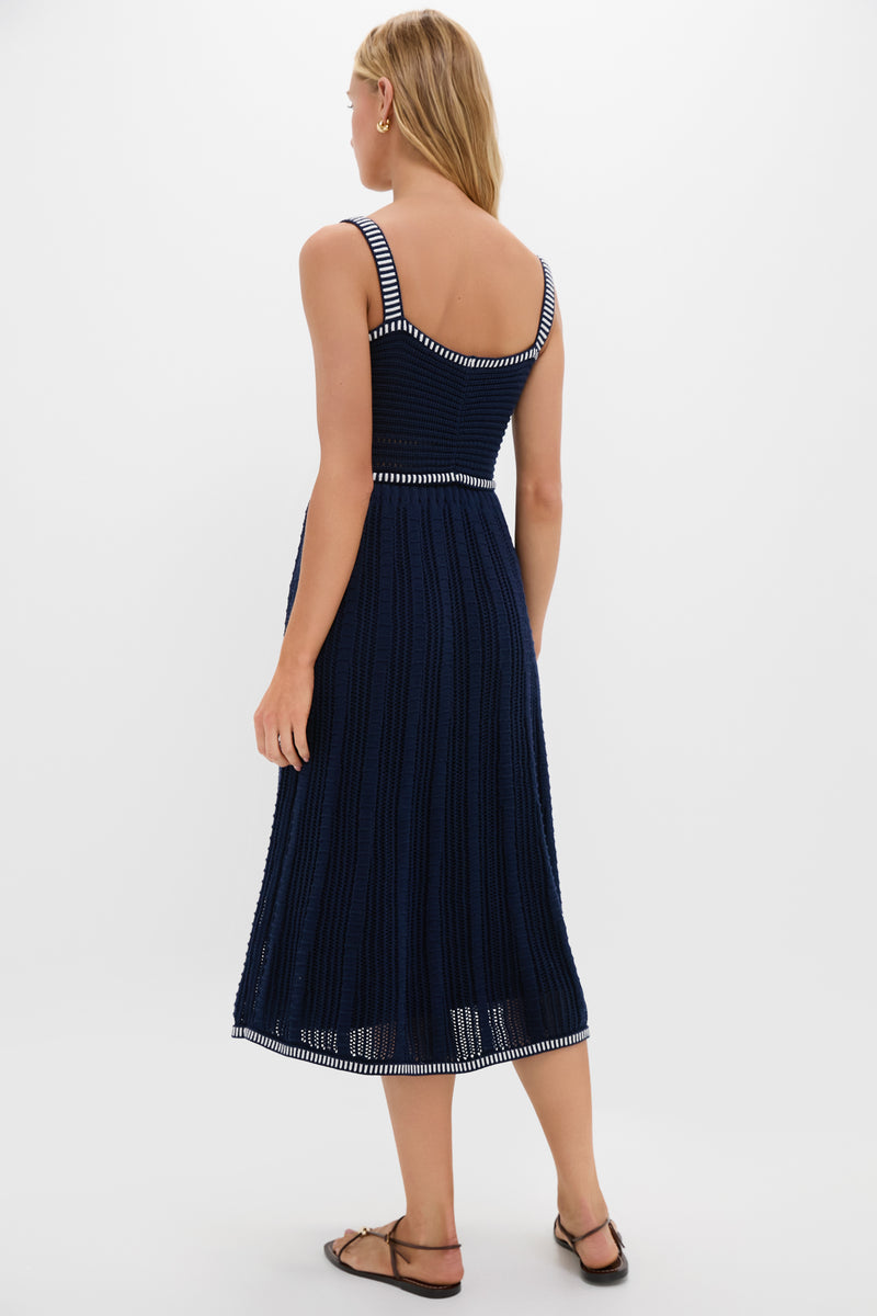 Navy with White Trim Knit Anne Dress