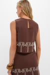 Brown & Cream Embroidery Palm Tank