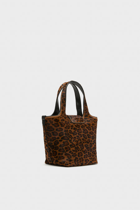 Leopard Pony Hair Mini Market Tote