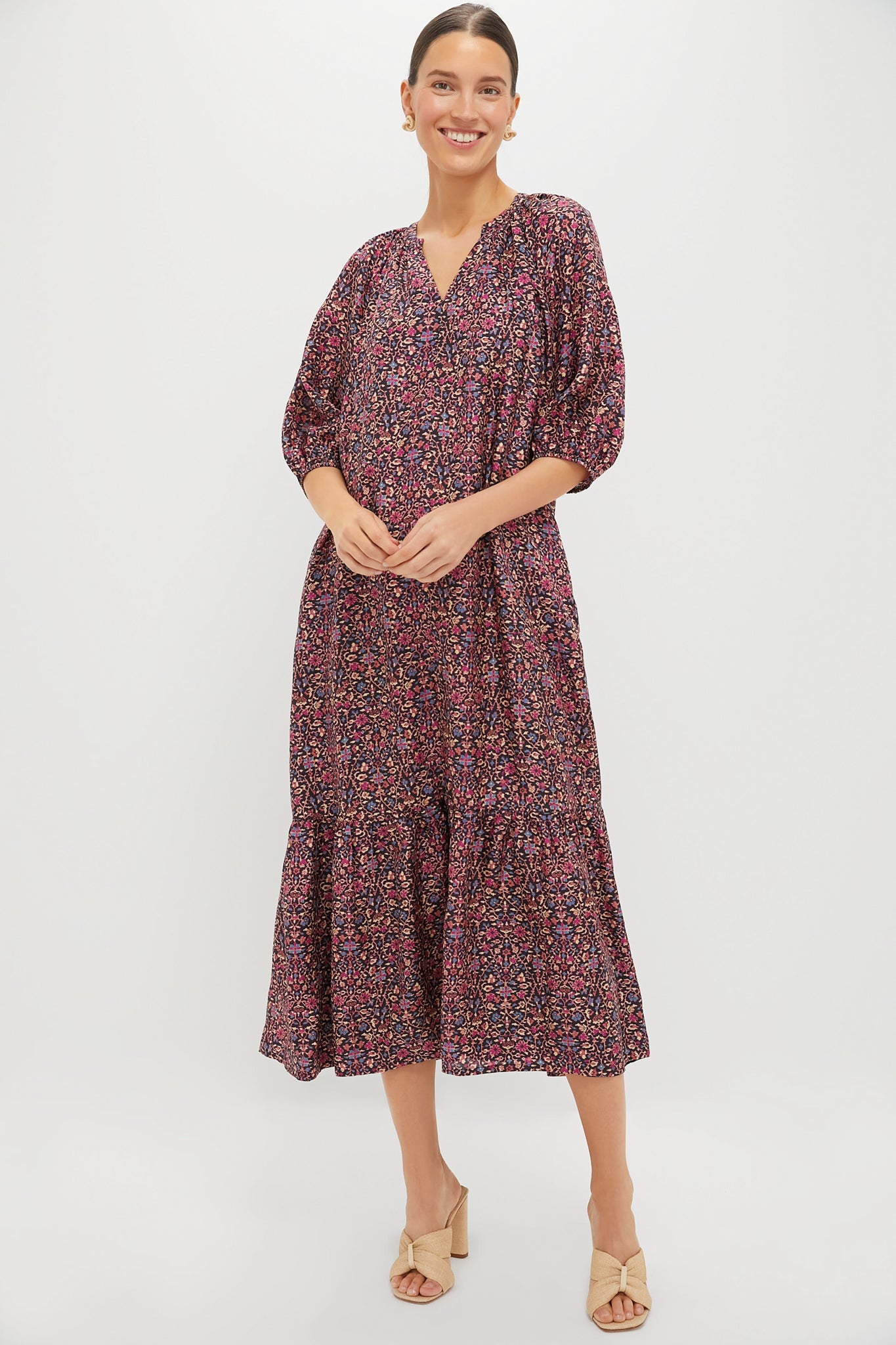 Raspberry Vine Floral Lyles Dress