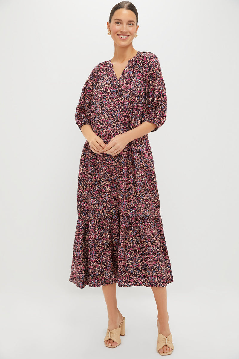 Raspberry Vine Floral Lyles Dress
