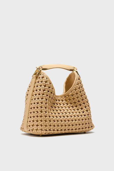 Butter Woven Leather Small Boomerang Bag