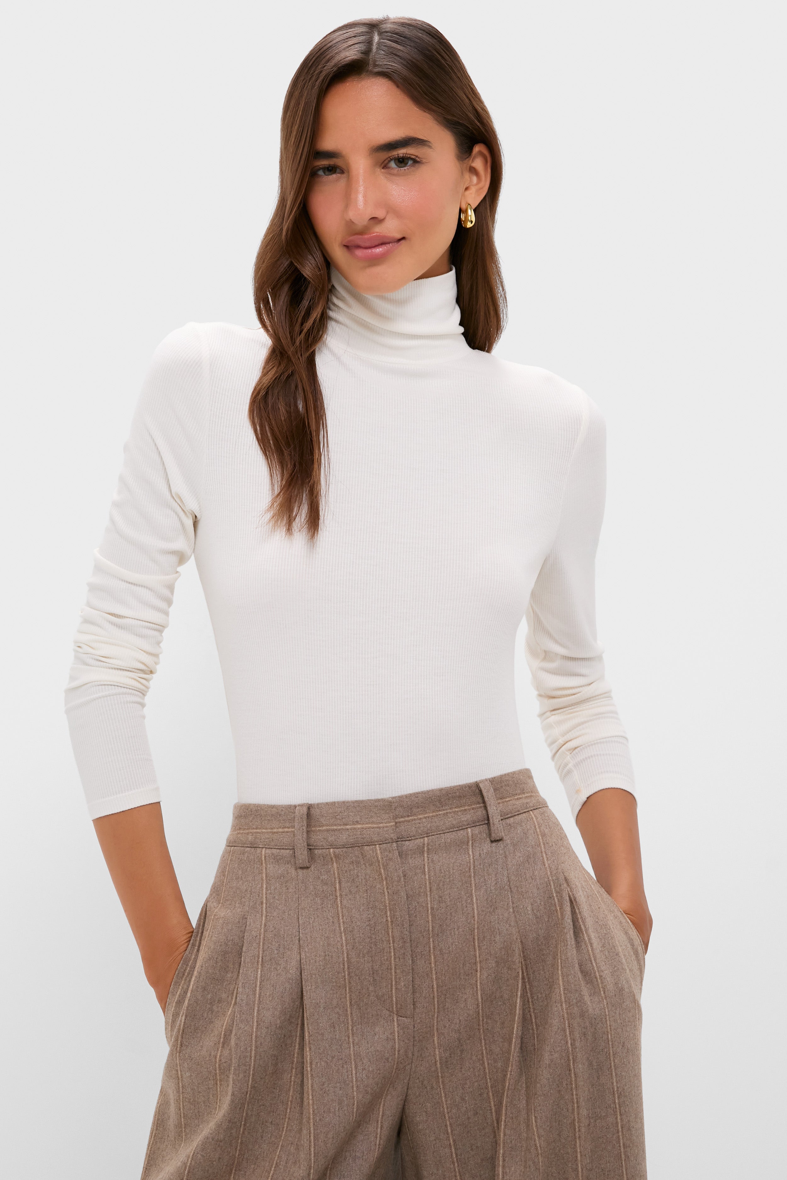 Ivory Lightweight Ribbed Topanga Turtleneck | Tuckernuck