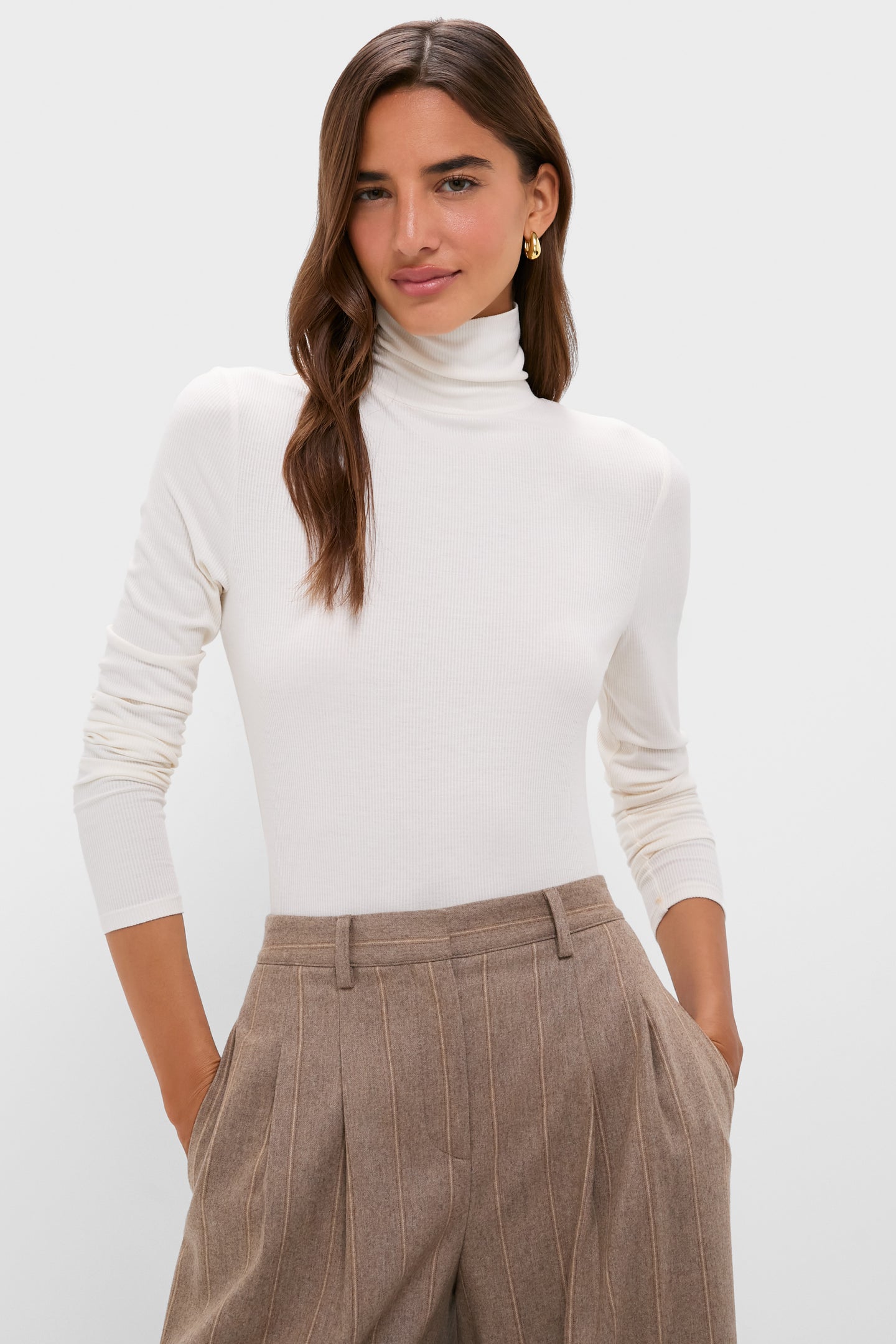 Ivory Lightweight Ribbed Topanga Turtleneck 