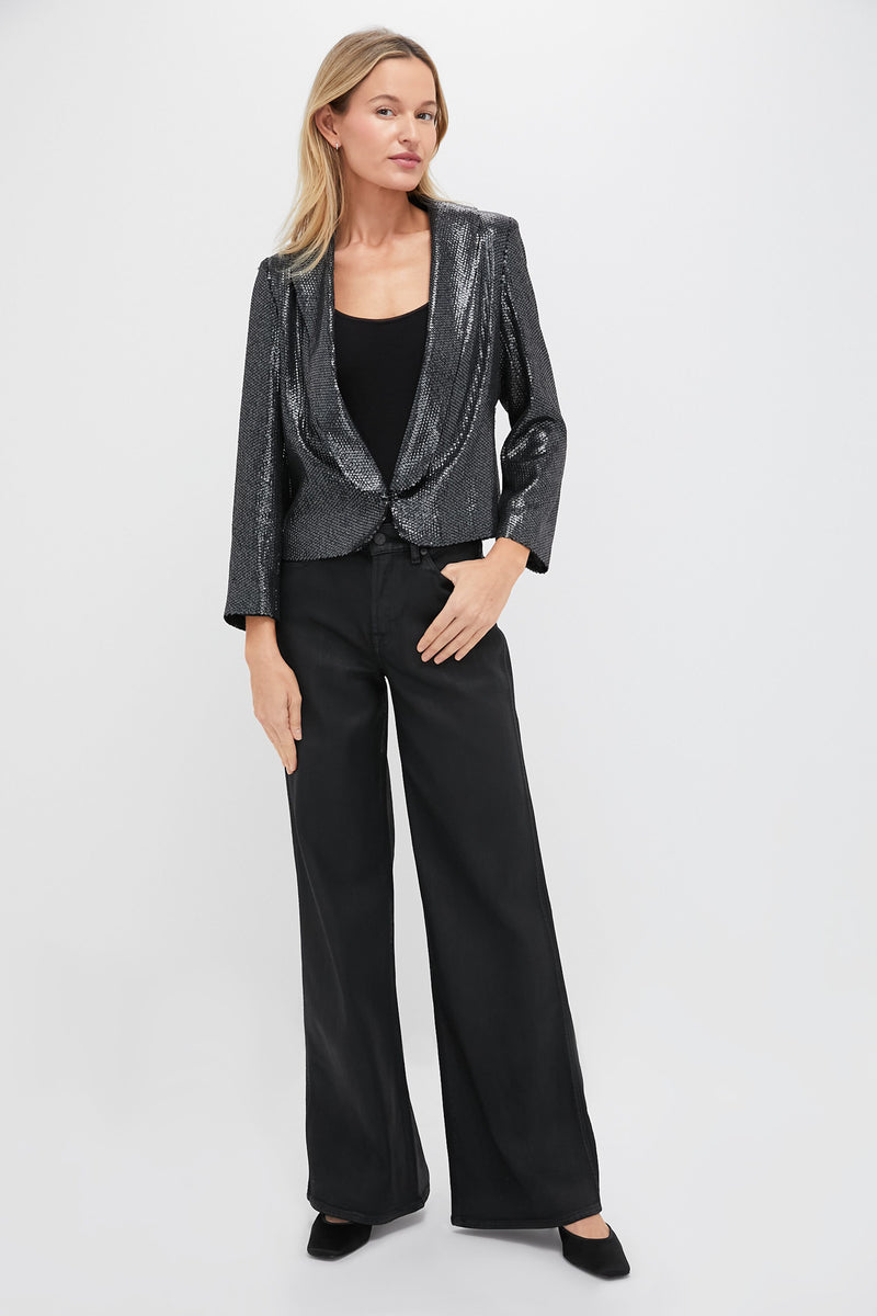 Gunmetal Sequin Cropped Zana Jacket
