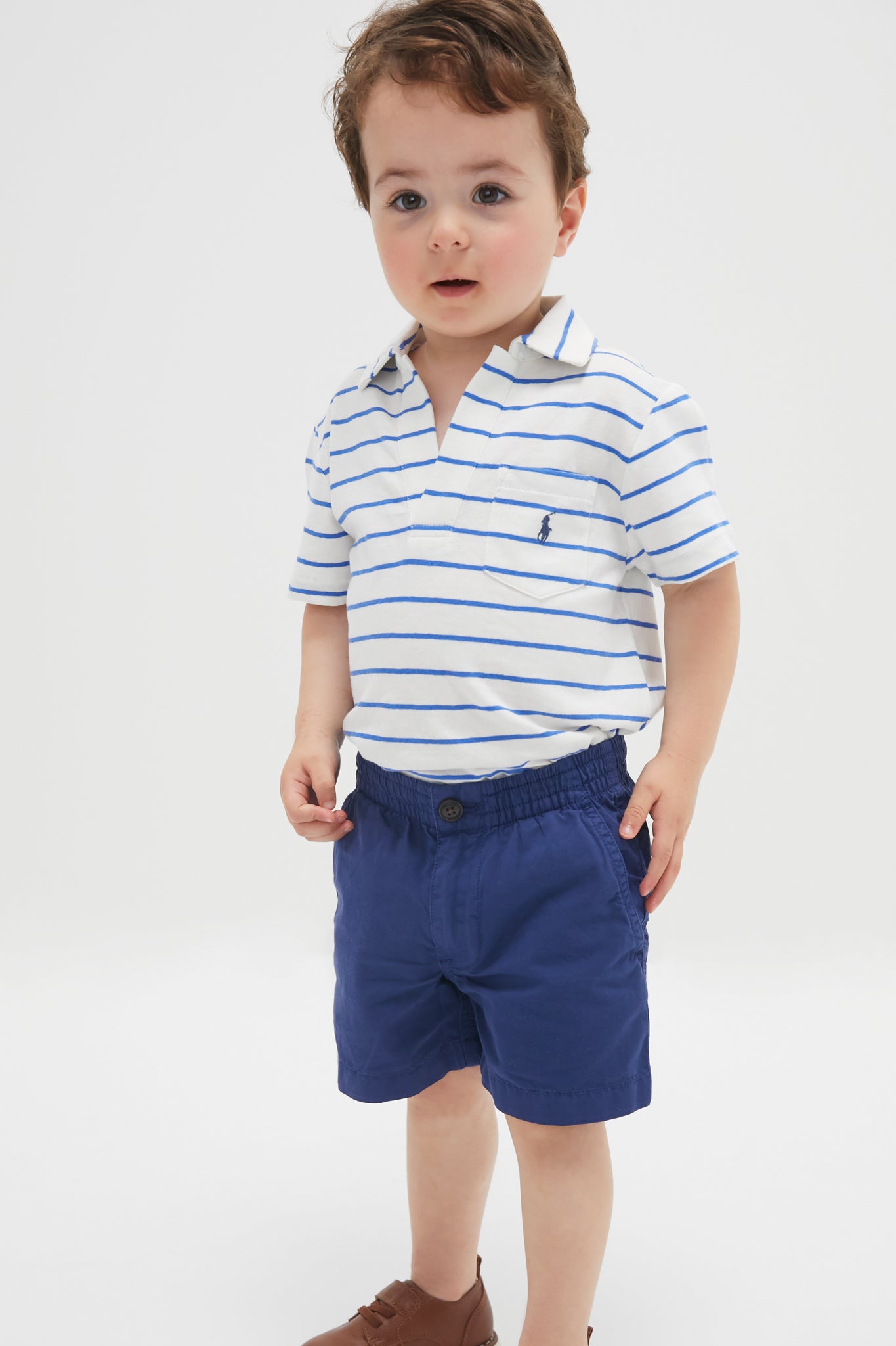 Boys Light Navy Parachute Twill Relaxed Fit Easy Short