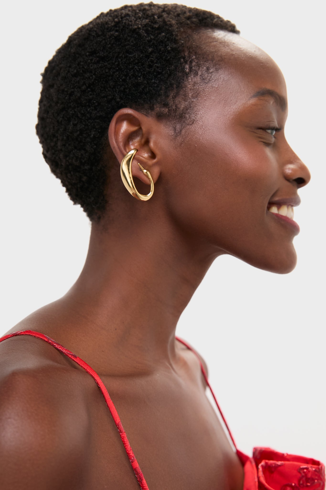 High Polish Gold Egret Climber Earrings