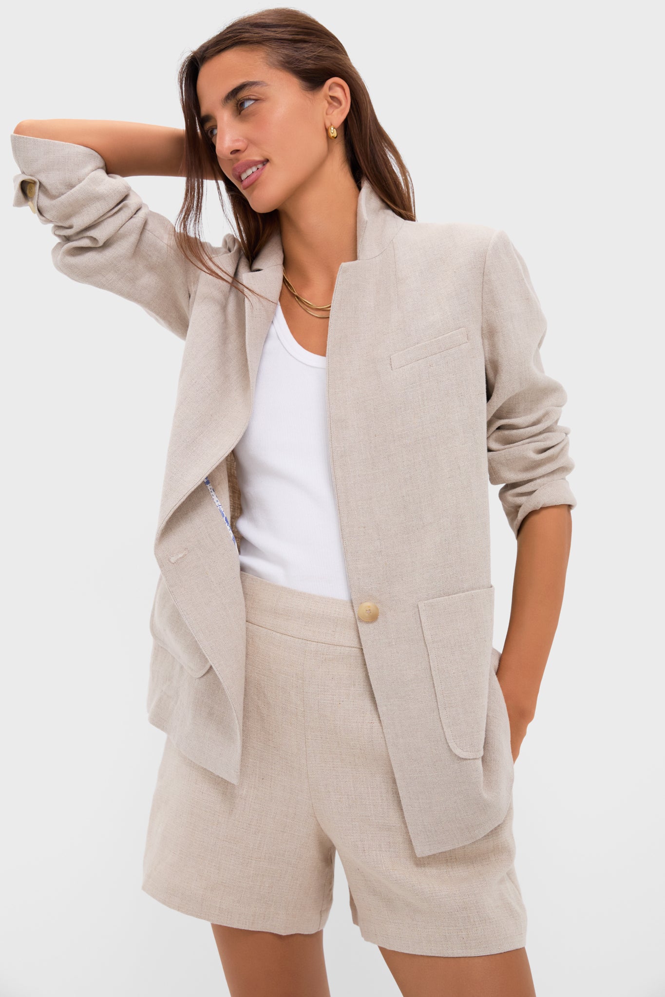 Tan Linen Carla Blazer