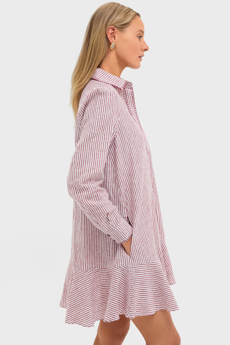 Red Stripe Linen Whipstitch Callahan Dress