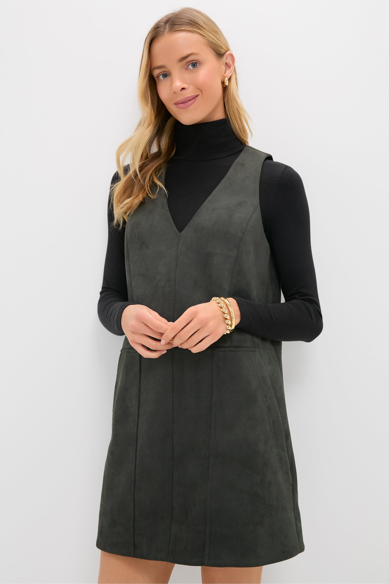 Deep Olive Vegan Suede Bailey Dress | Tuckernuck
