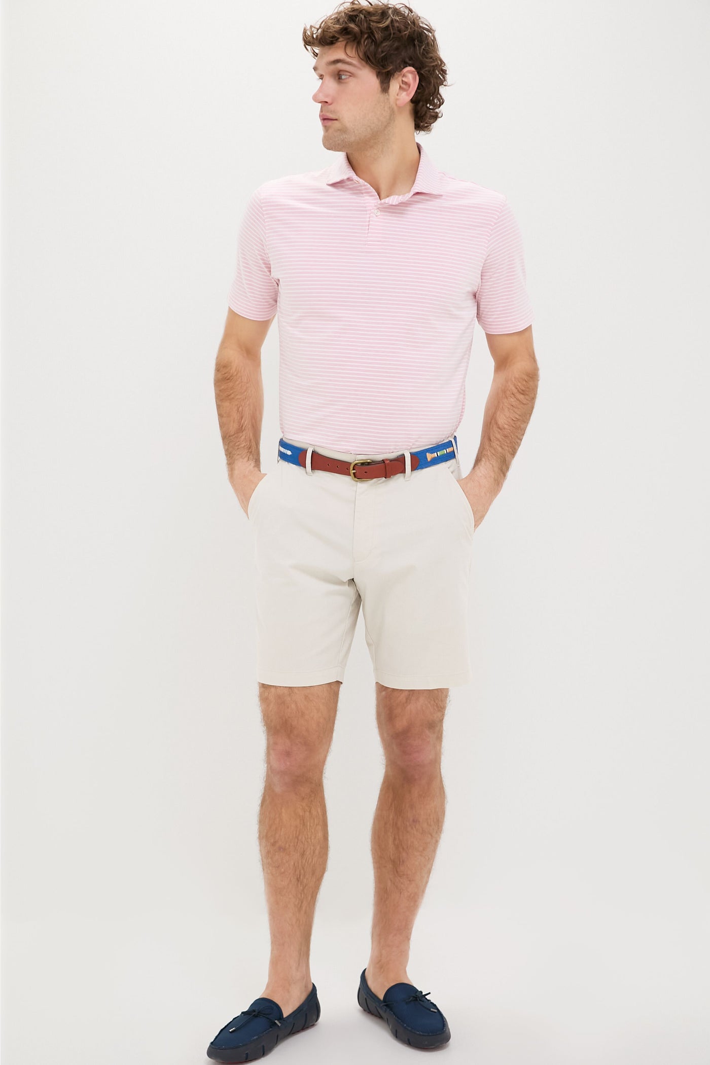 Pink Crepe Albatross Cotton Blend Pique Polo