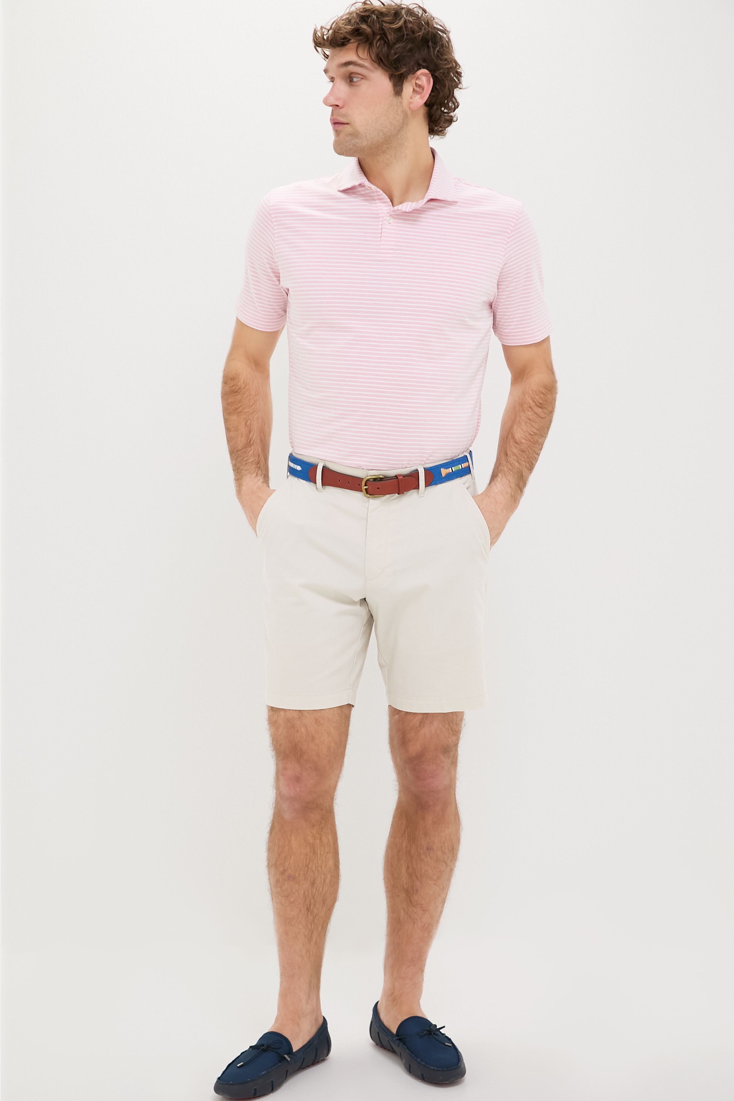 Pink Crepe Albatross Cotton Blend Pique Polo