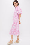 Pink & White Floral Mimi Midi Dress