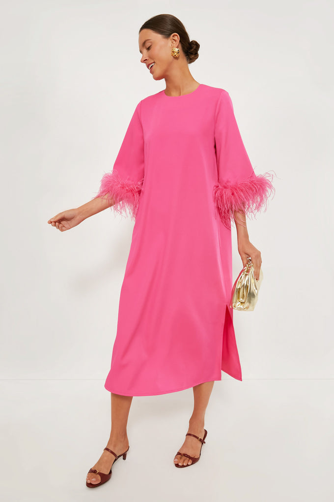 Tuckernuck Hot Pink Feather Jamie Dress Hot Pink / S Tuckernuck Hot Pink Feather Jamie Dress Hot Pink / S