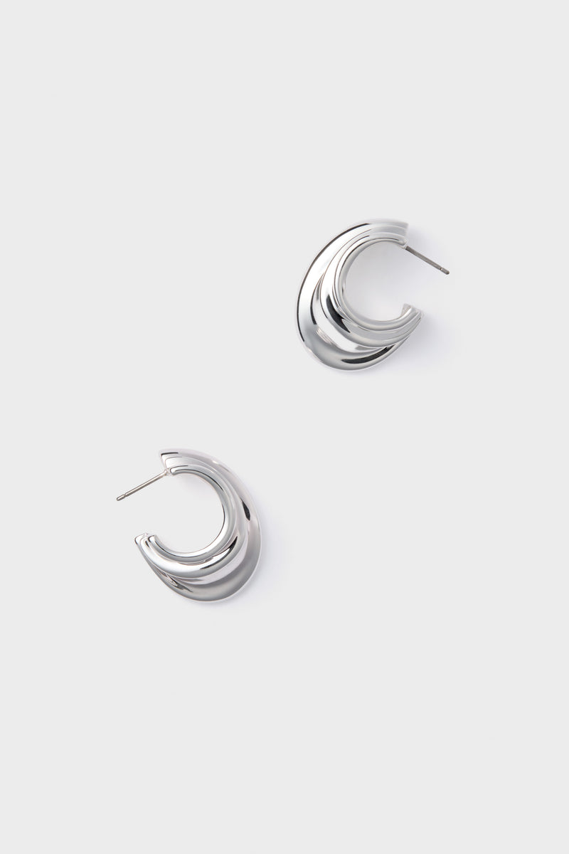 High Polish Silver Leona Hoops