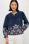 Navy Embroidered Lucia Blouse