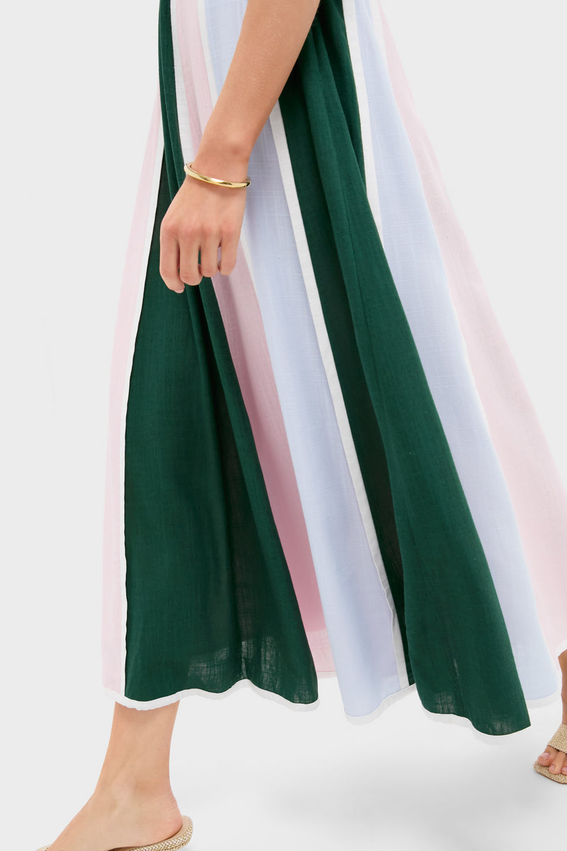 Pink, Green & Blue Striped Baxter Maxi Dress