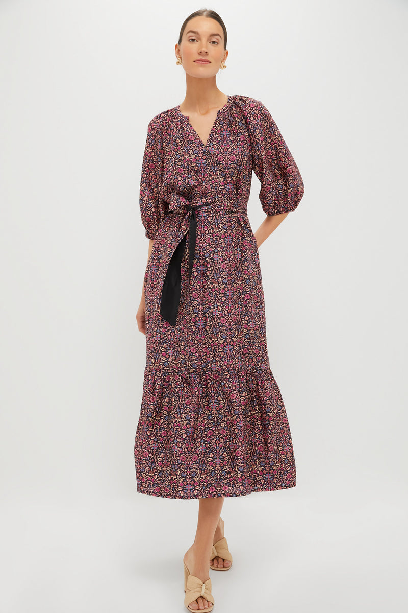 Raspberry Vine Floral Lyles Dress