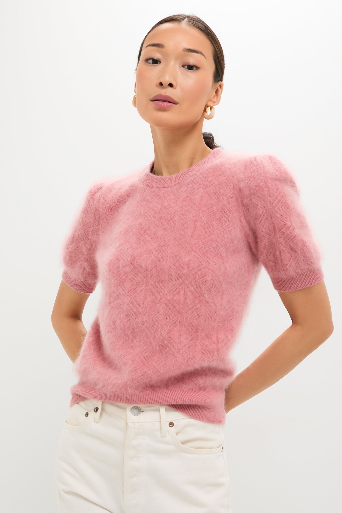 Dusty Rose Brushed Merino Wool Puff Sleeve Lexie Sweater | Tuckernuck