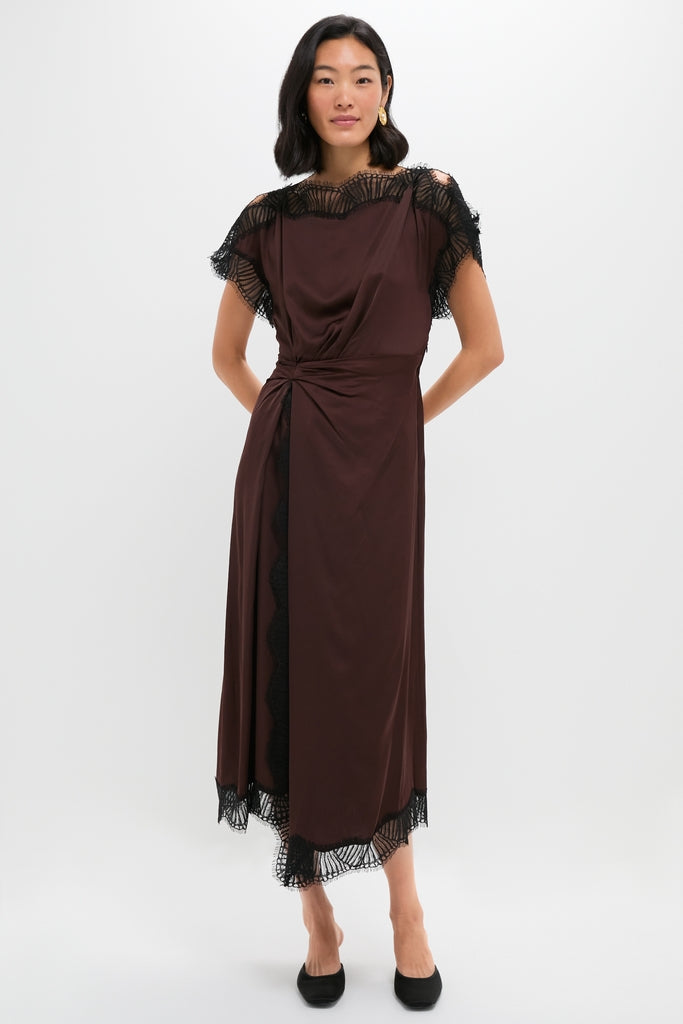Cocoa and Black Luna Midi Dress
