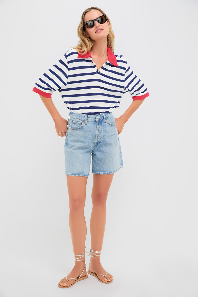 Navy Thin Stripe Polo