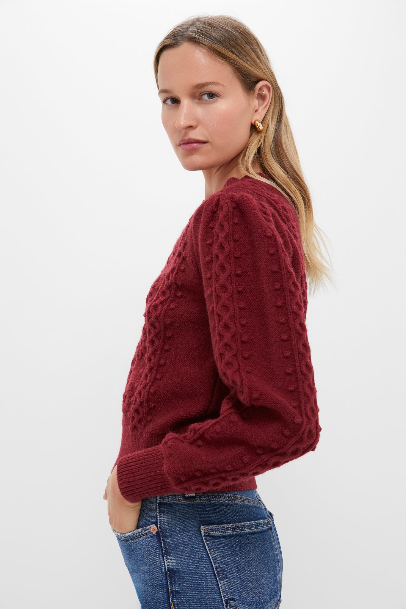 Merlot Embroidered Floral Frankie Sweater | Hyacinth House