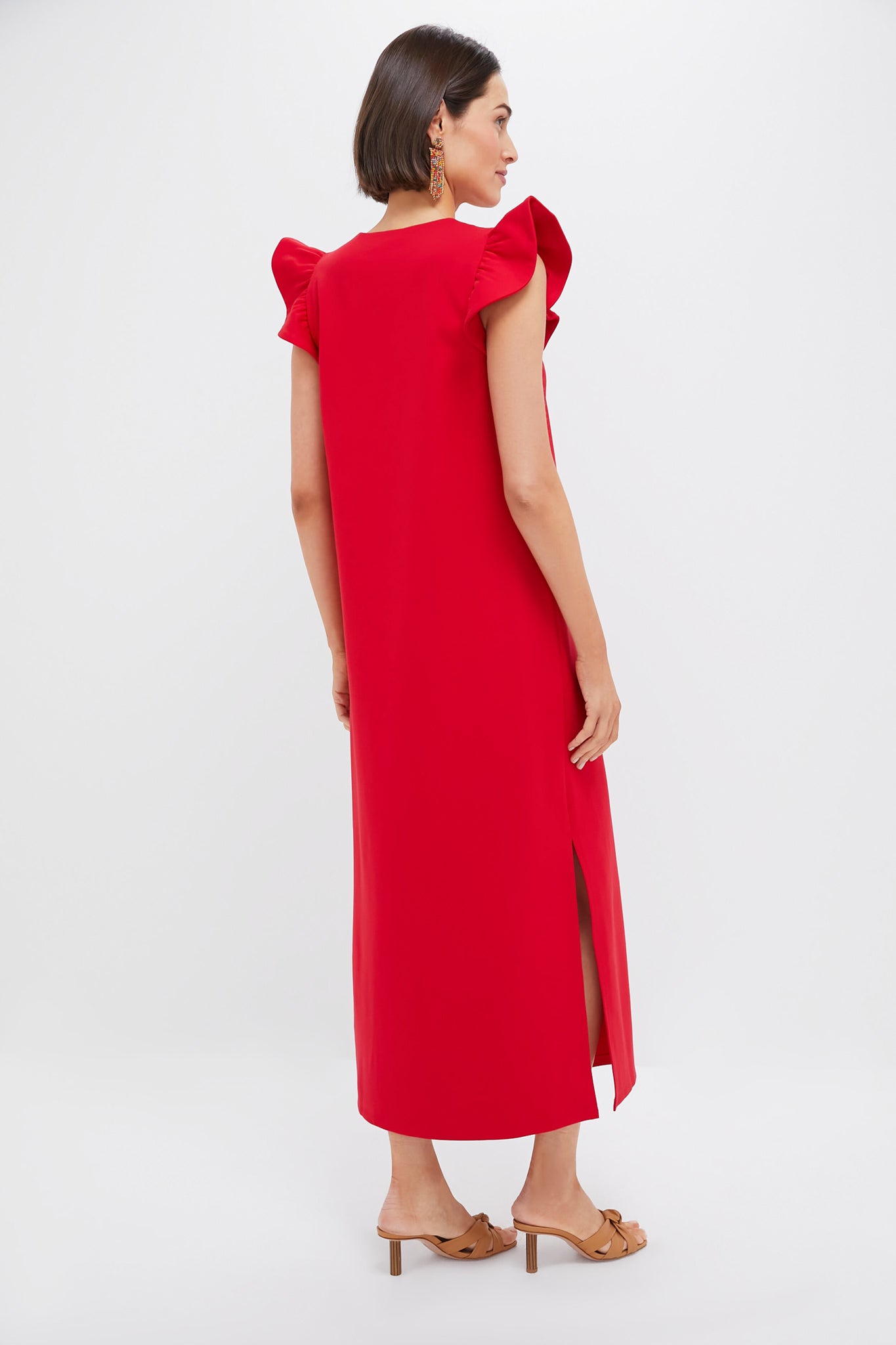 Red Flutter Sleeve Miko Dress