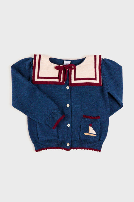 Mariner Collar Cardigan in Navy