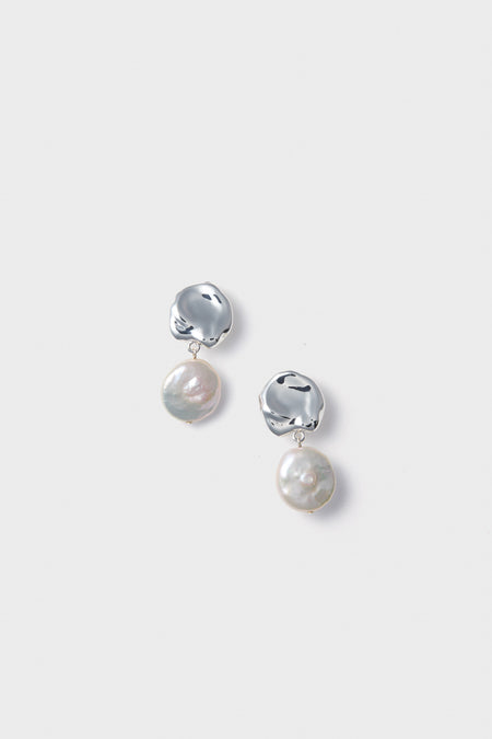 Silver Coin Reflection Earrings