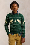 Boys Long-Sleeve Reindeer Sweater Coverall