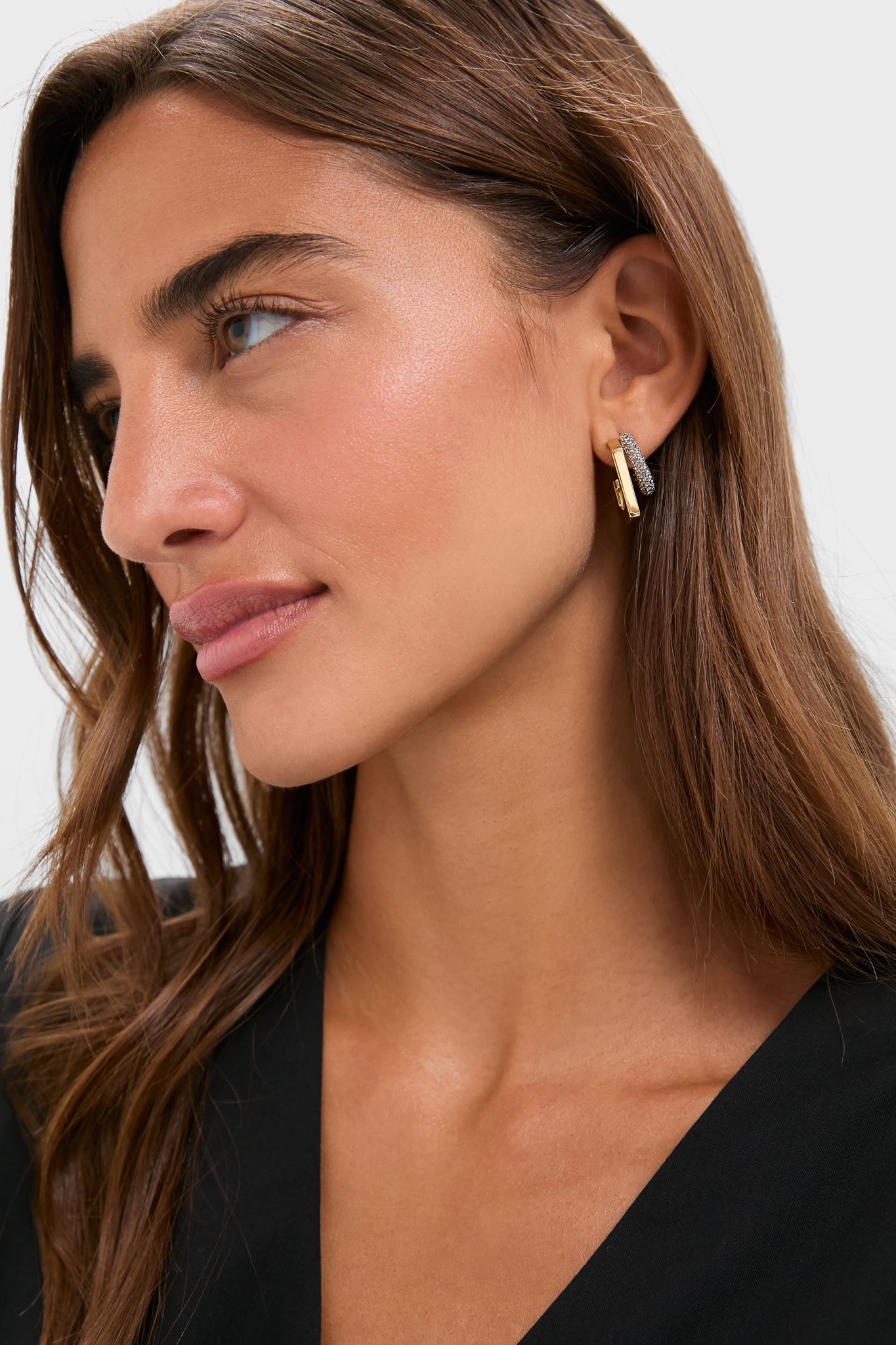 Gold, Silver and Crystal Tina Mini Pave Earrings
